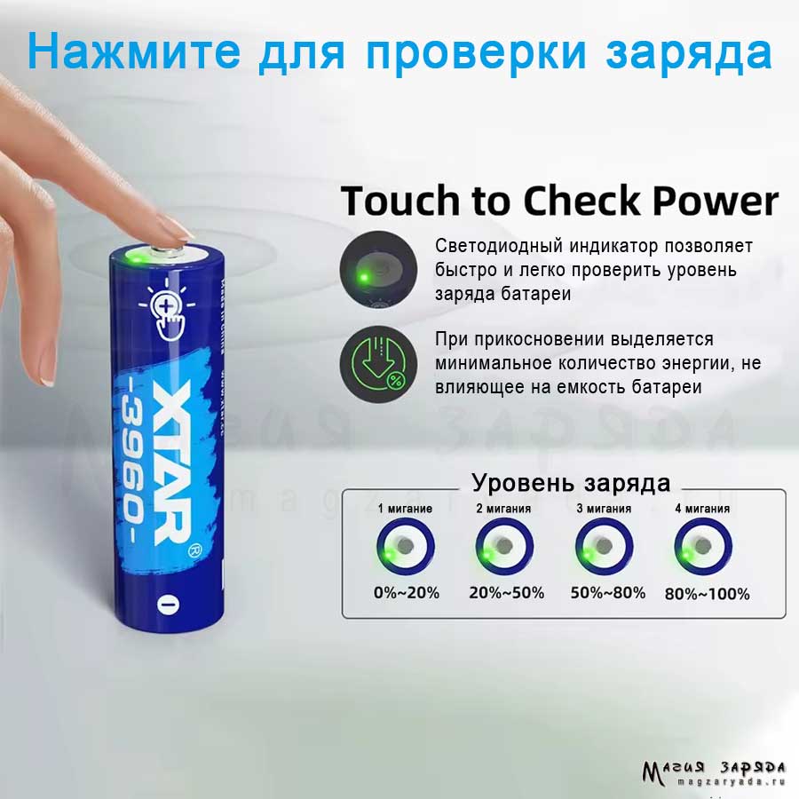 Xtar 3960 АА 2500mAh Li-ION 1.5v