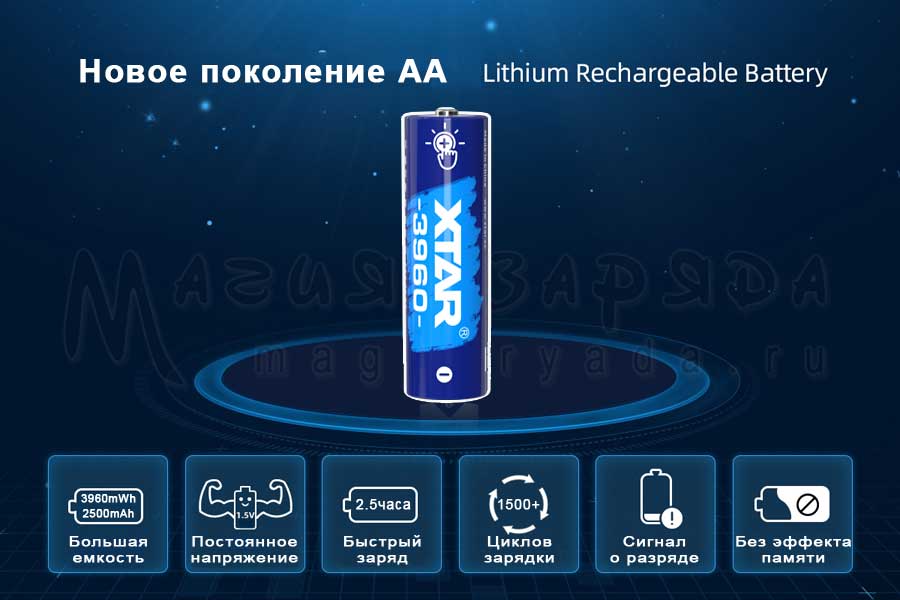 Xtar 3960 АА 2500mAh Li-ION 1.5v