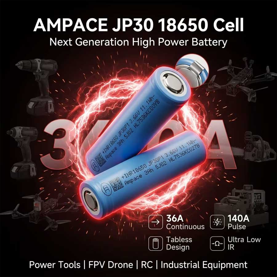 Ampace INR18650 JP30P1 56A 3000mAh